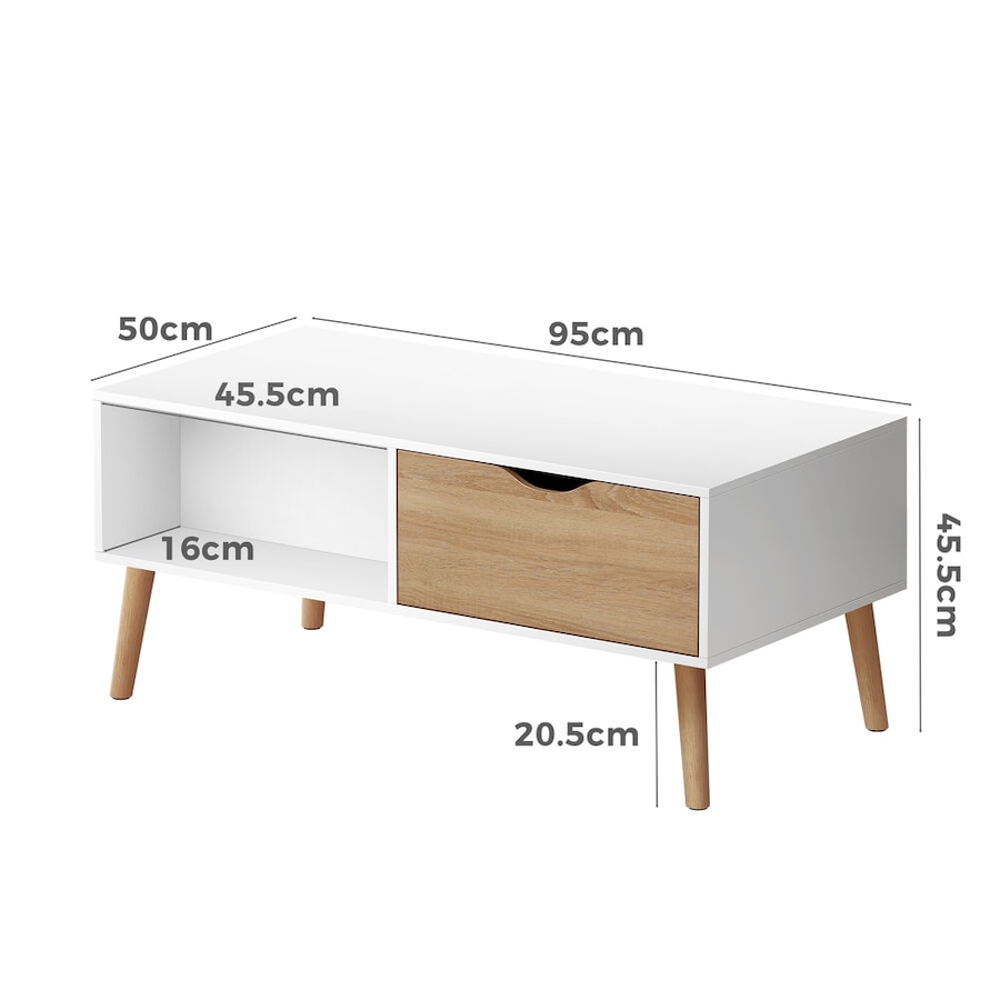 ALFORDSON Coffee Table Storage Tables 2 Drawers White & Wood