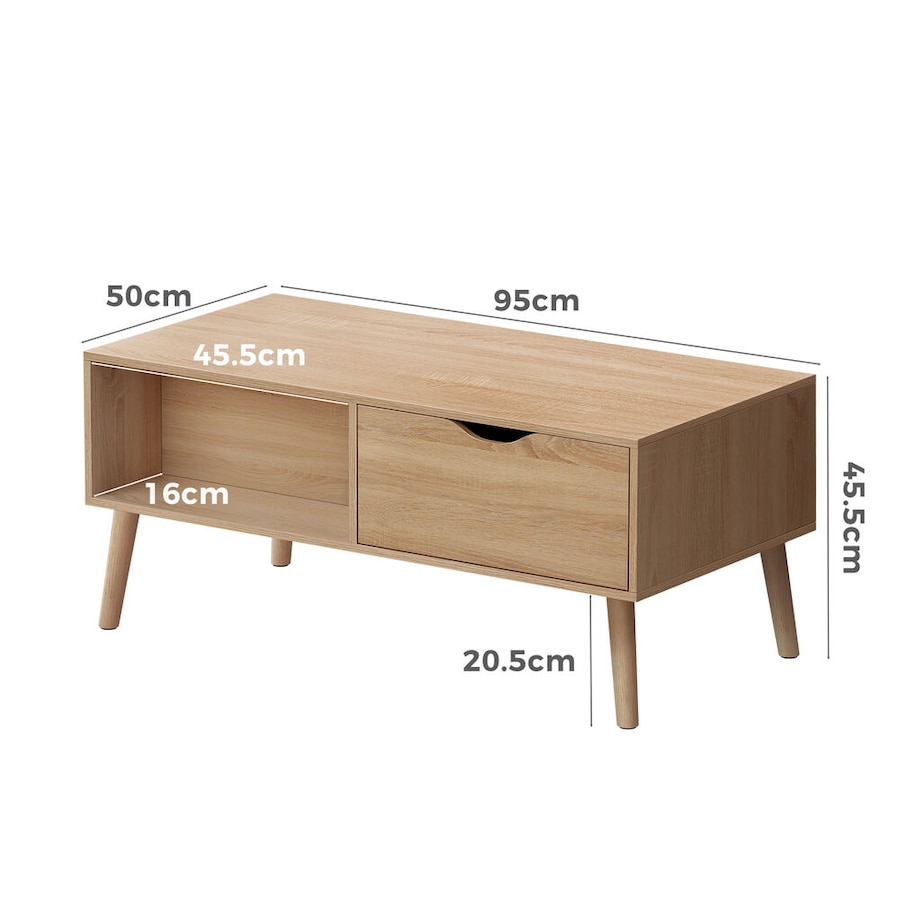 ALFORDSON Coffee Table Storage Tables 2 Drawers Wood