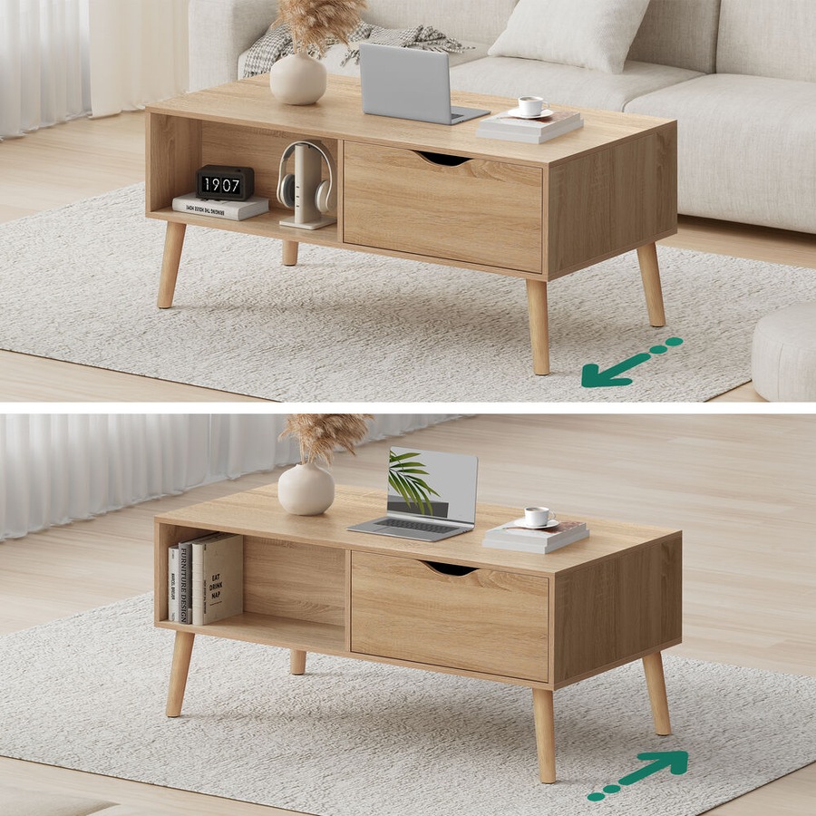 ALFORDSON Coffee Table Storage Tables 2 Drawers Wood