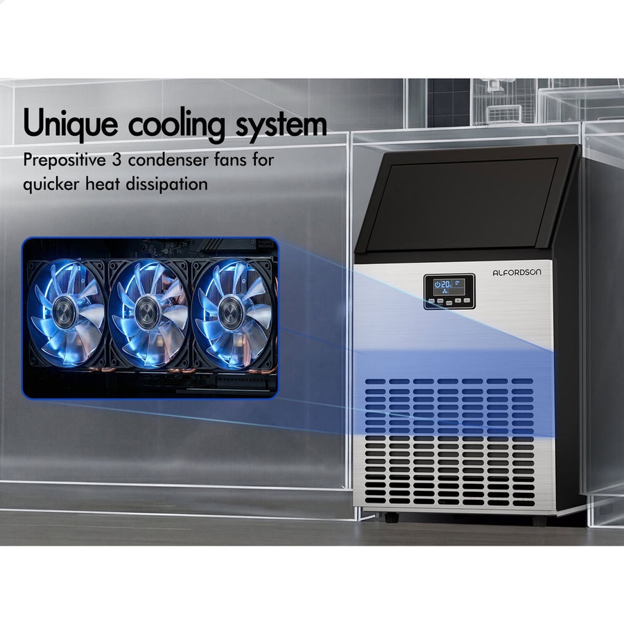 ALFORDSON Commercial Ice Maker Machine 45-60kg Ice Cube Stainless Steel