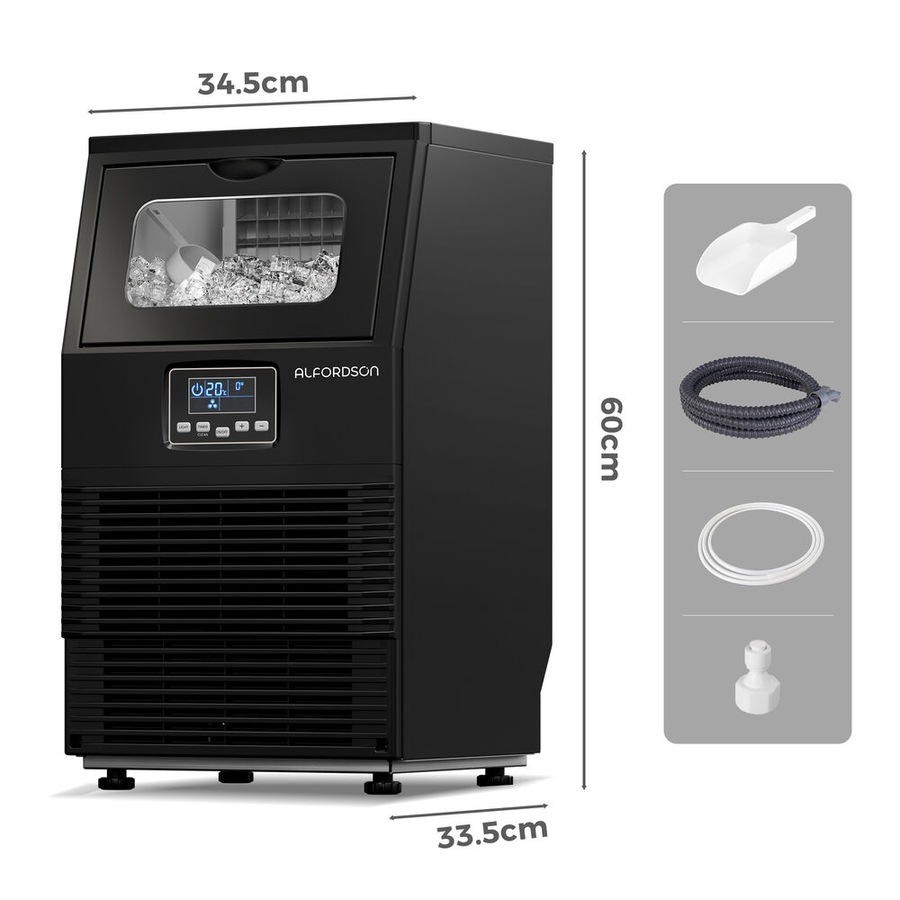 ALFORDSON Commercial Ice Maker Machine /w Self Cleaning 24H Timer 38kg Black