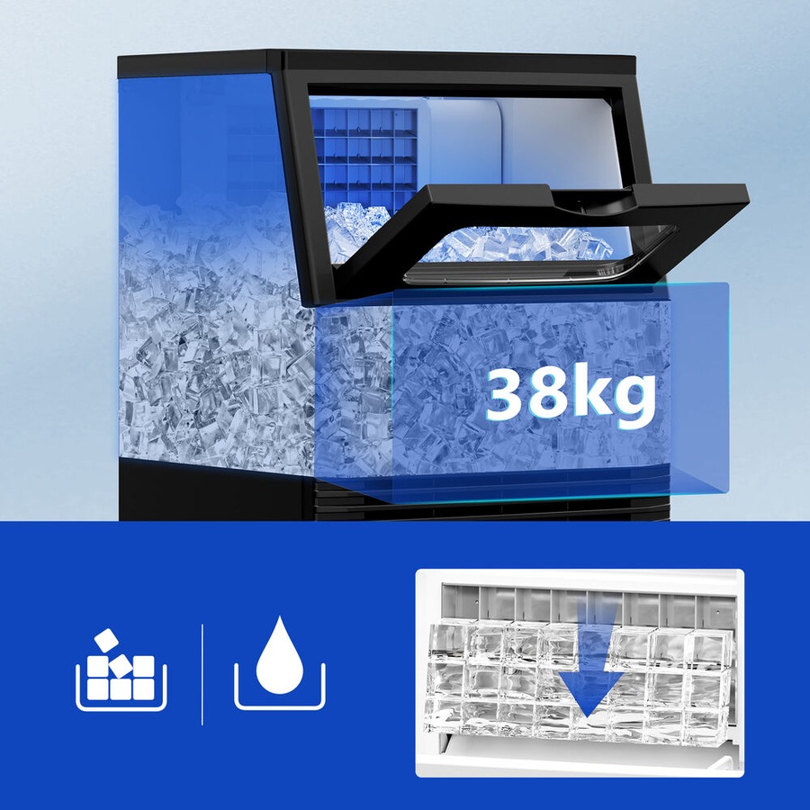 ALFORDSON Commercial Ice Maker Machine /w Self Cleaning 24H Timer 38kg Black