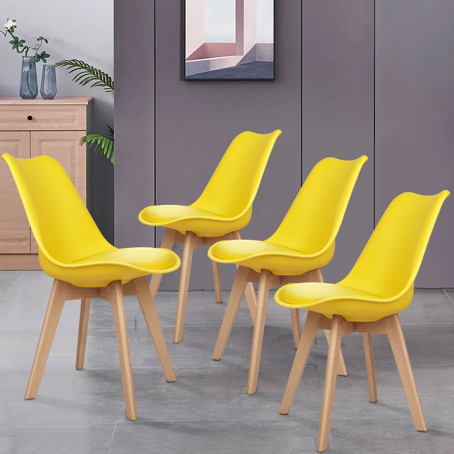 ALFORDSON Dining Chairs Set of 4 Wooden PU Leather Yellow