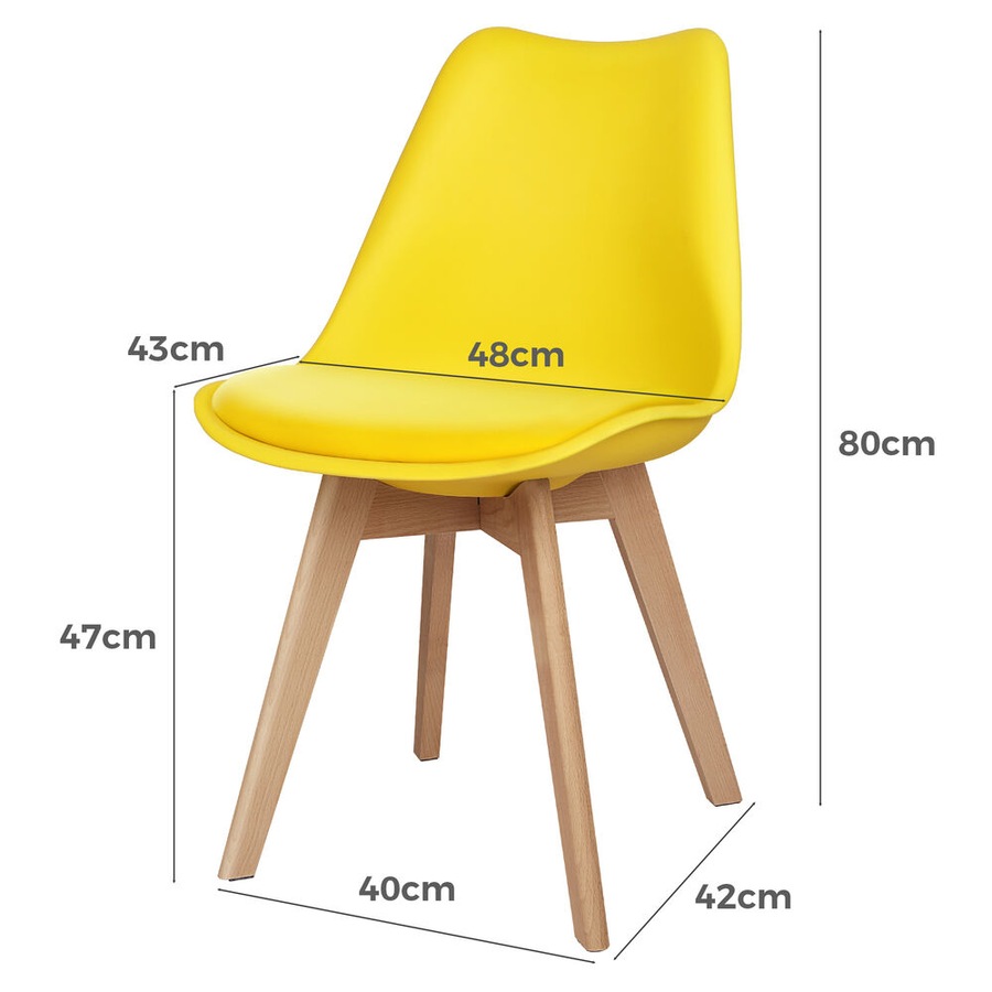 ALFORDSON Dining Chairs Set of 4 Wooden PU Leather Yellow