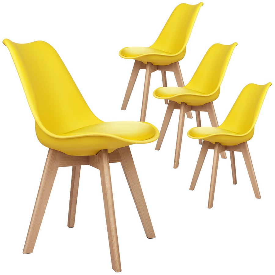 ALFORDSON Dining Chairs Set of 4 Wooden PU Leather Yellow