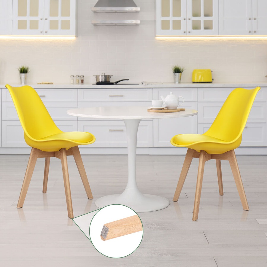 ALFORDSON Dining Chairs Set of 4 Wooden PU Leather Yellow