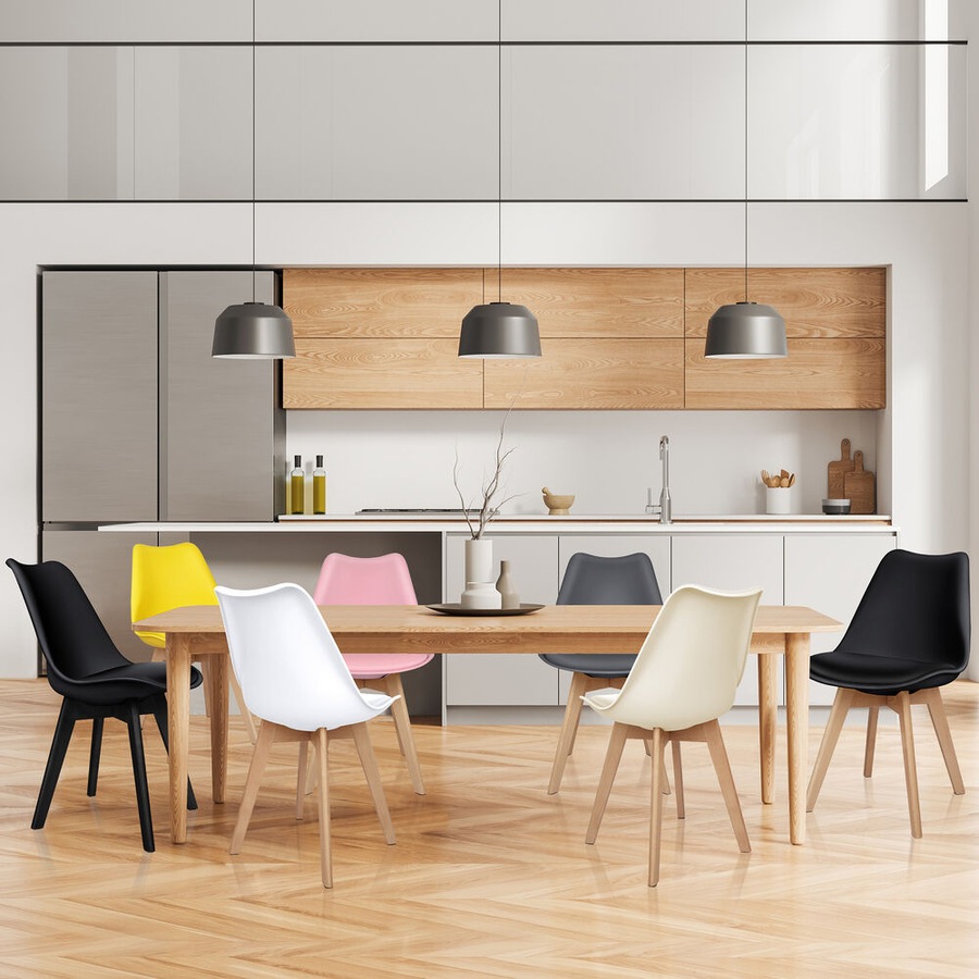 ALFORDSON Dining Chairs Set of 4 Wooden PU Leather Yellow