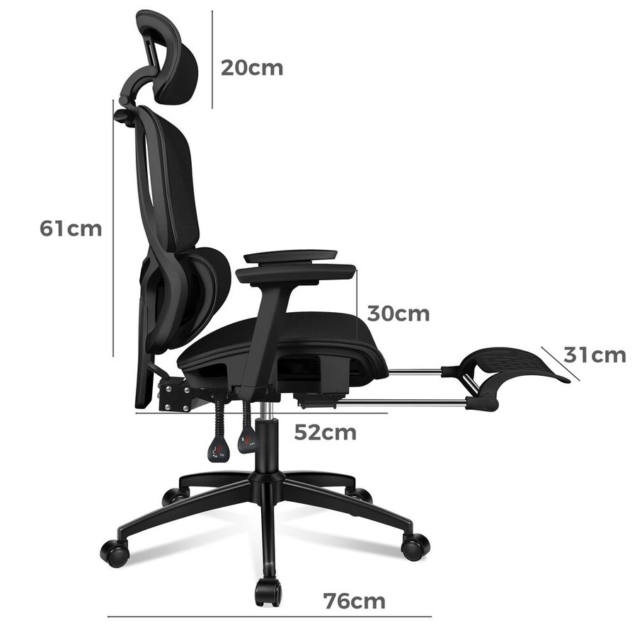 ALFORDSON Ergonomic Office Chair Mesh Seat Gaming All Black