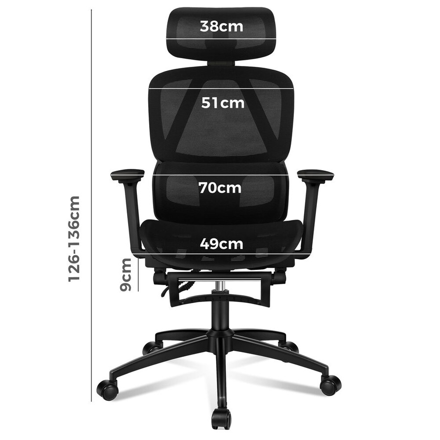 ALFORDSON Ergonomic Office Chair Mesh Seat Gaming All Black
