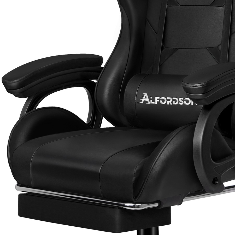 ALFORDSON Gaming Chair 2-Point Massage Lumbar Pillow Xavier Black