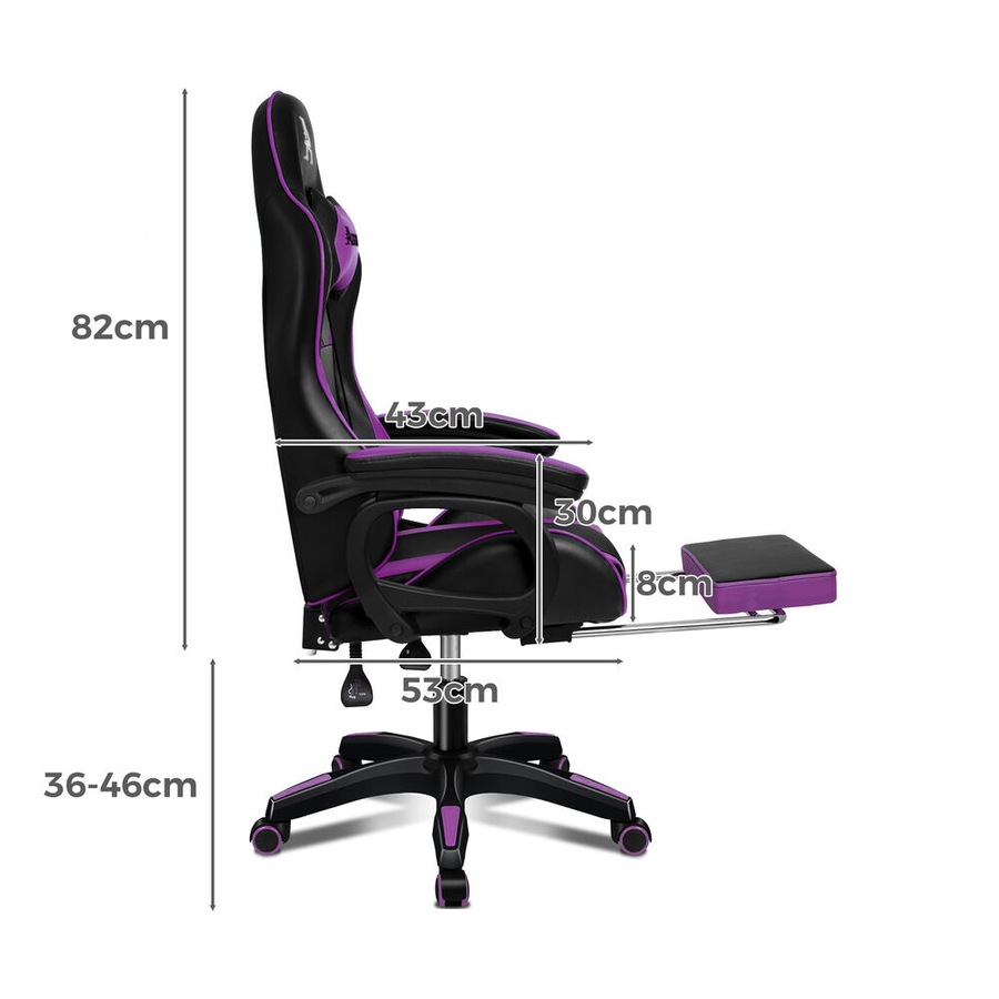 ALFORDSON Gaming Chair 2-Point Massage Lumbar Pillow Xavier Purple