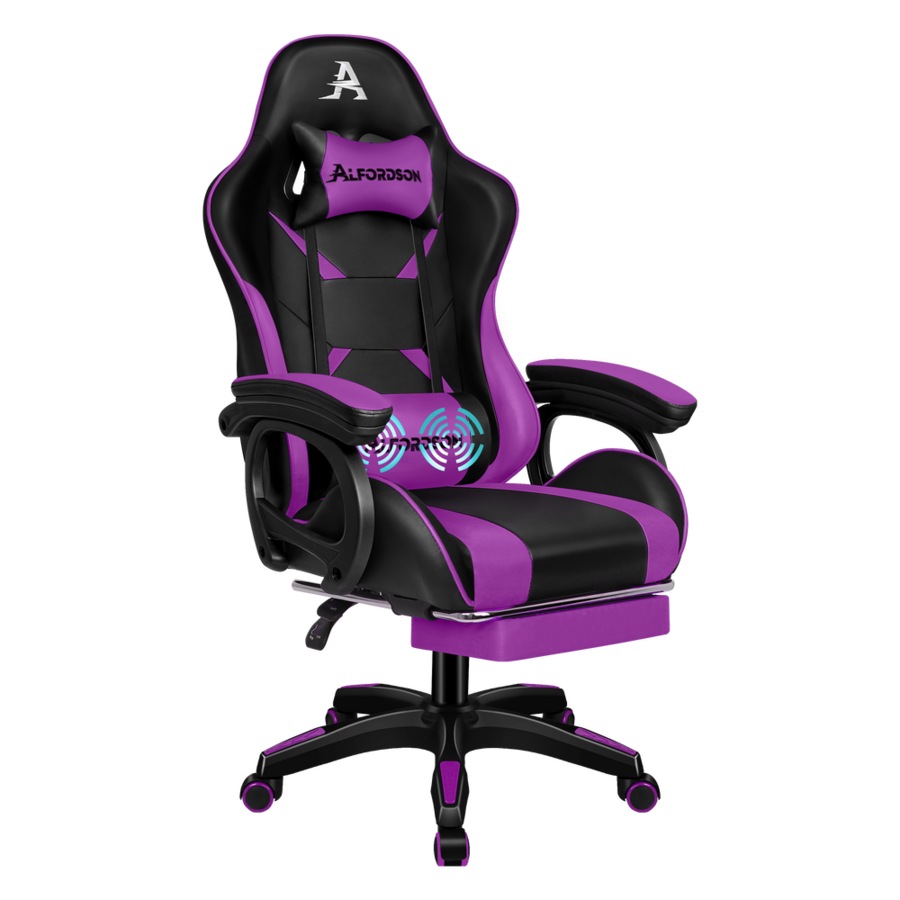 ALFORDSON Gaming Chair 2-Point Massage Lumbar Pillow Xavier Purple