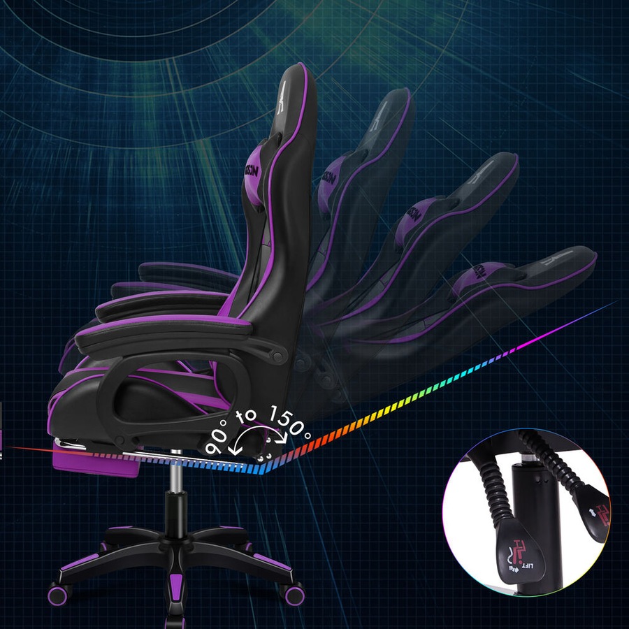 ALFORDSON Gaming Chair 2-Point Massage Lumbar Pillow Xavier Purple