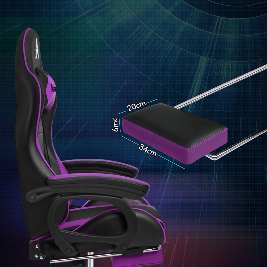ALFORDSON Gaming Chair 2-Point Massage Lumbar Pillow Xavier Purple
