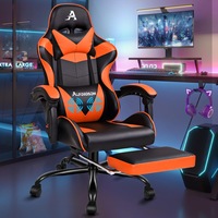 Alfordson Gaming Chair Office Executive Racing Footrest Seat PU Leather Orange