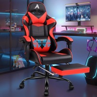 Alfordson Gaming Chair Office Executive Racing Footrest Seat PU Leather Red