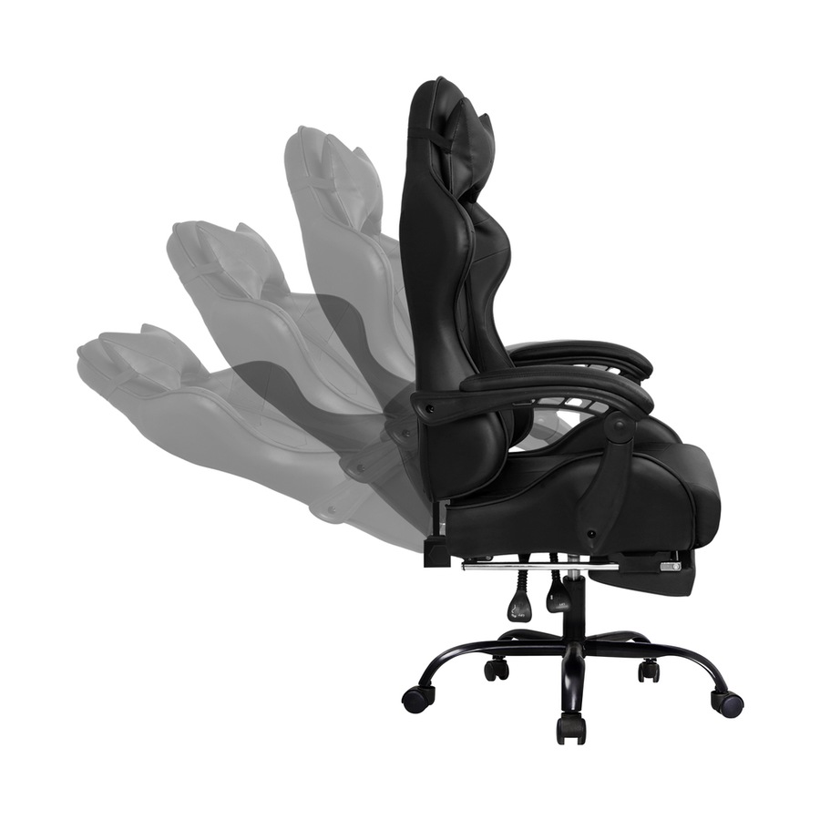 ALFORDSON Gaming Chair with Lumbar Massage Office Chair All Black