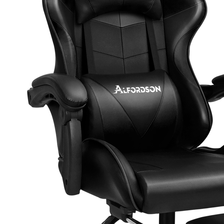 ALFORDSON Gaming Chair with Lumbar Massage Office Chair All Black