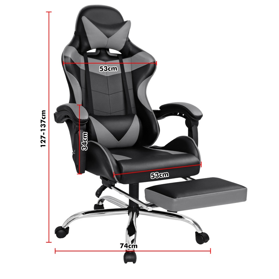 ALFORDSON Gaming Chair with Lumbar Massage Office Chair Black & Grey