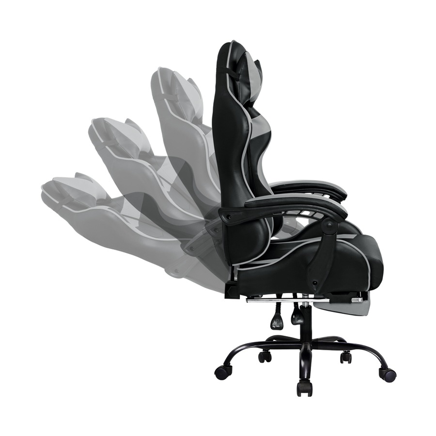 ALFORDSON Gaming Chair with Lumbar Massage Office Chair Black & Grey