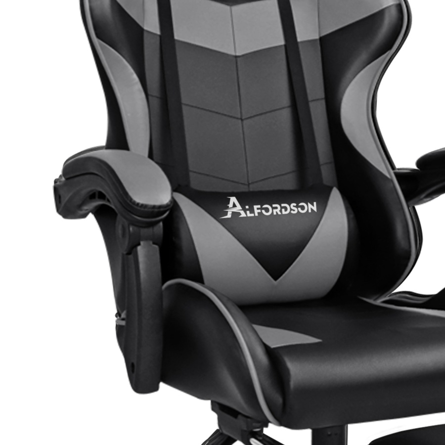 ALFORDSON Gaming Chair with Lumbar Massage Office Chair Black & Grey