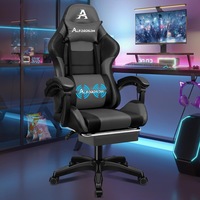 Alfordson Gaming Office Chair Extra Large Pillow Racing Executive Footrest Seat Black & Grey