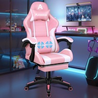 Alfordson Gaming Office Chair Extra Large Pillow Racing Executive Footrest Seat Pink & White