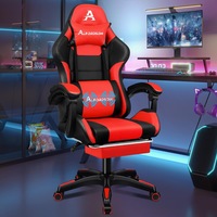 Alfordson Gaming Office Chair Extra Large Pillow Racing Executive Footrest Seat Black & Red