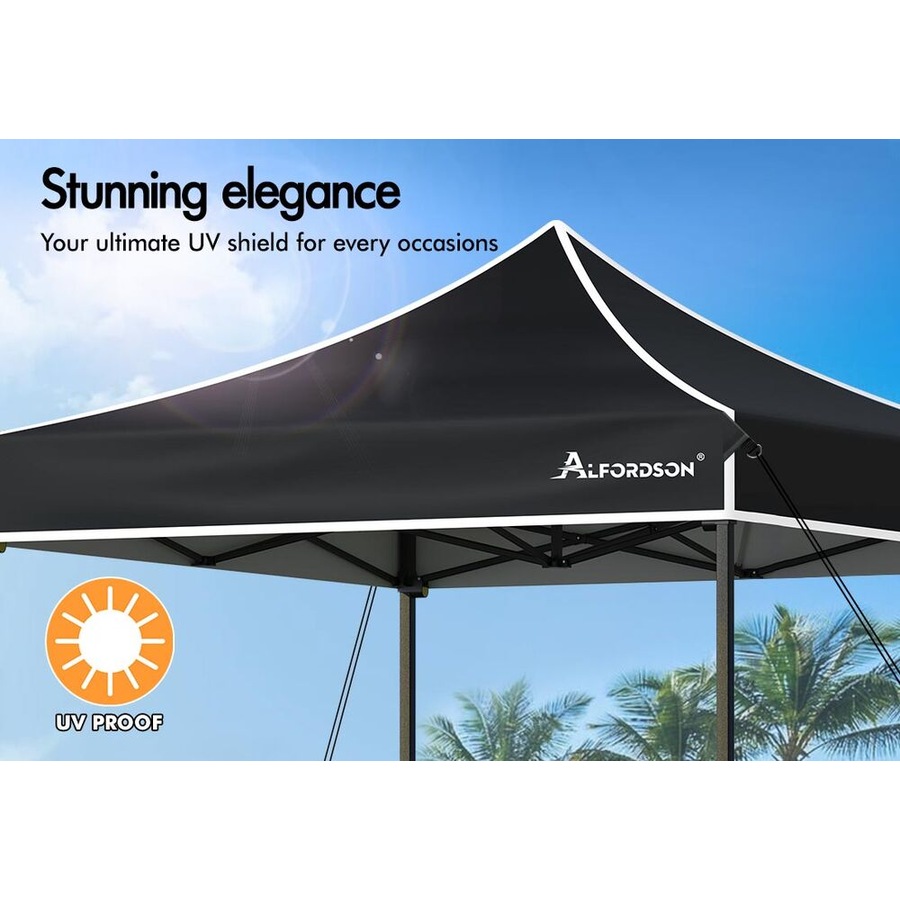 Buy ALFORDSON Gazebo 3x3m Pop Up Marquee Canopy Black - Everyday ...