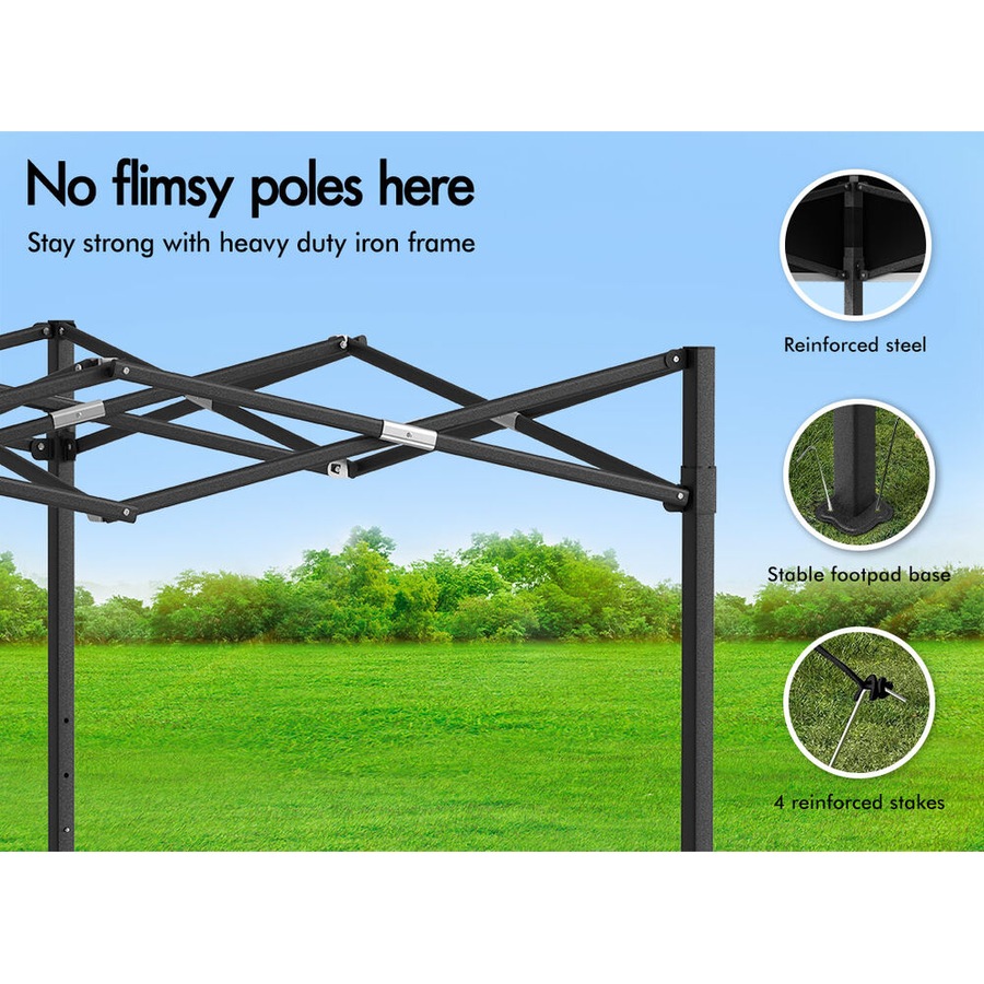 ALFORDSON Gazebo 3x3m Pop Up Marquee 600D Oxford Folding Camping Tent Black
