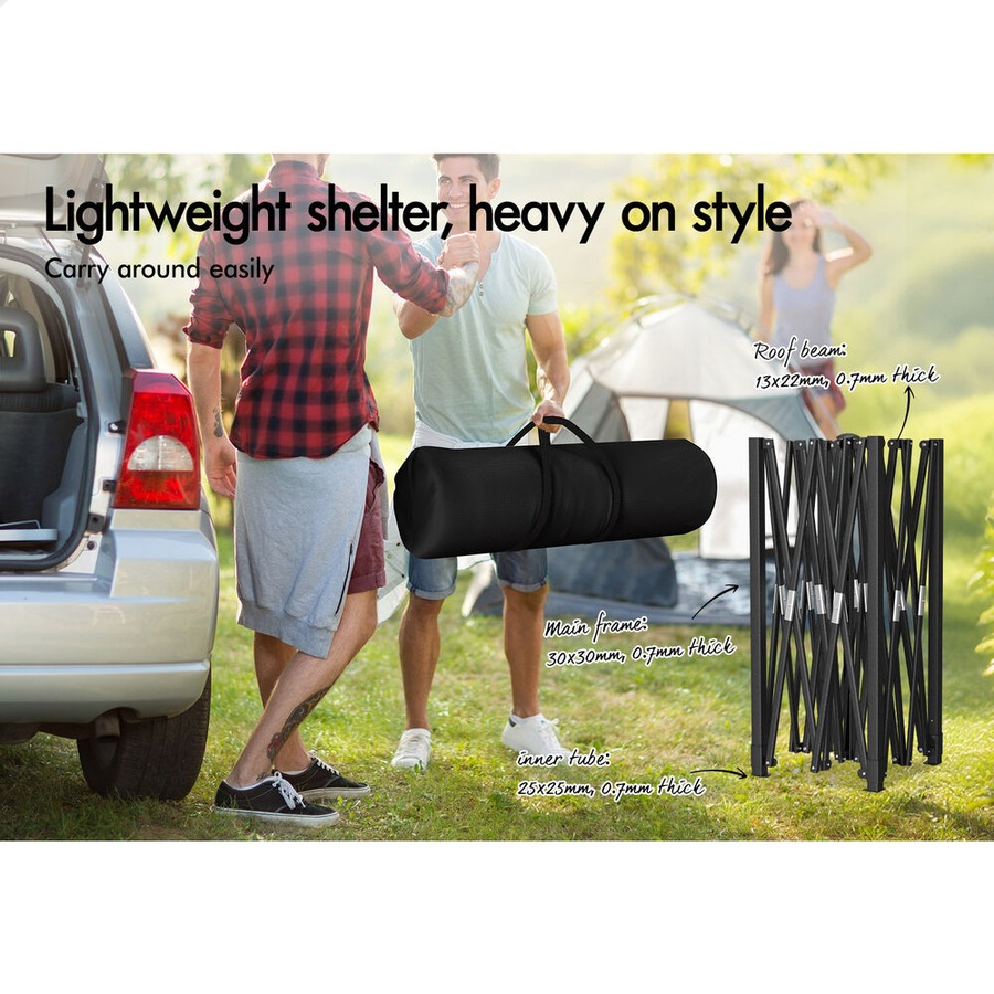 ALFORDSON Gazebo 3x3m Pop Up Marquee 600D Oxford Folding Camping Tent Black
