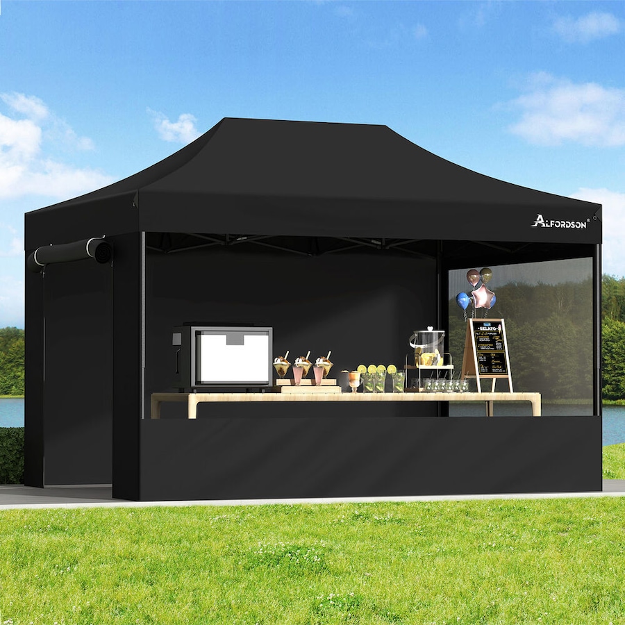 ALFORDSON Gazebo 4.5x3m Pop Up Marquee 600D Oxford Folding Camping Tent Black