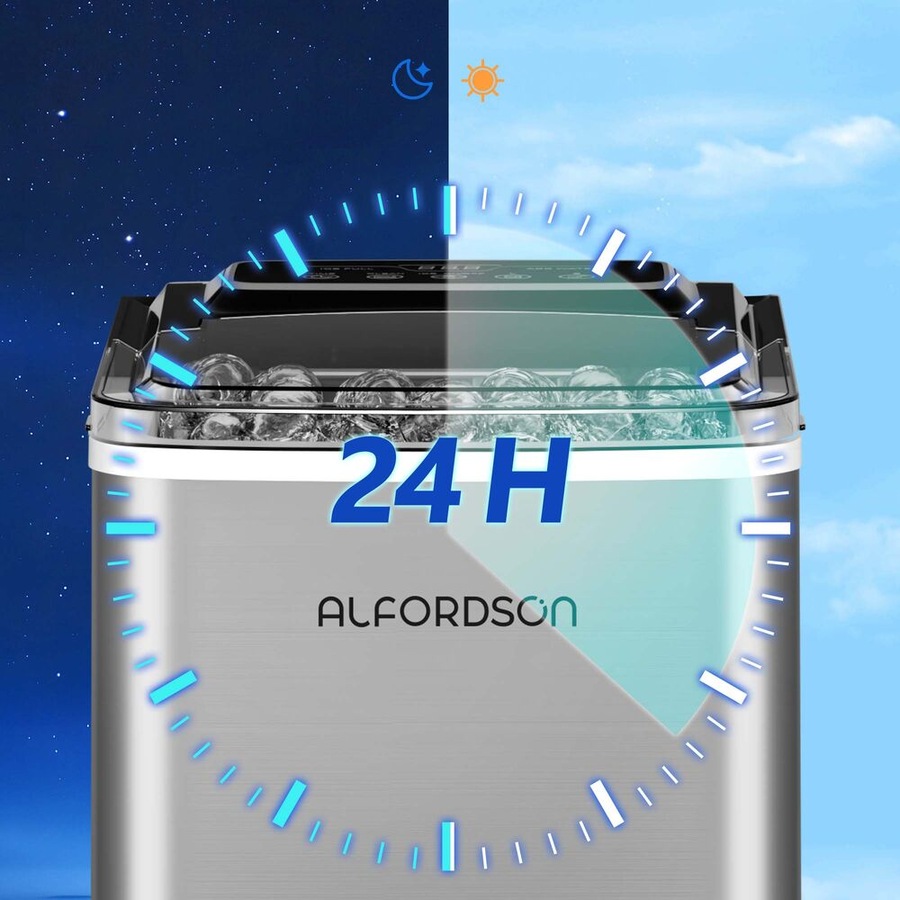 ALFORDSON Ice Maker Machine Countertop 12kg w/ 24h Timer Stainless steel
