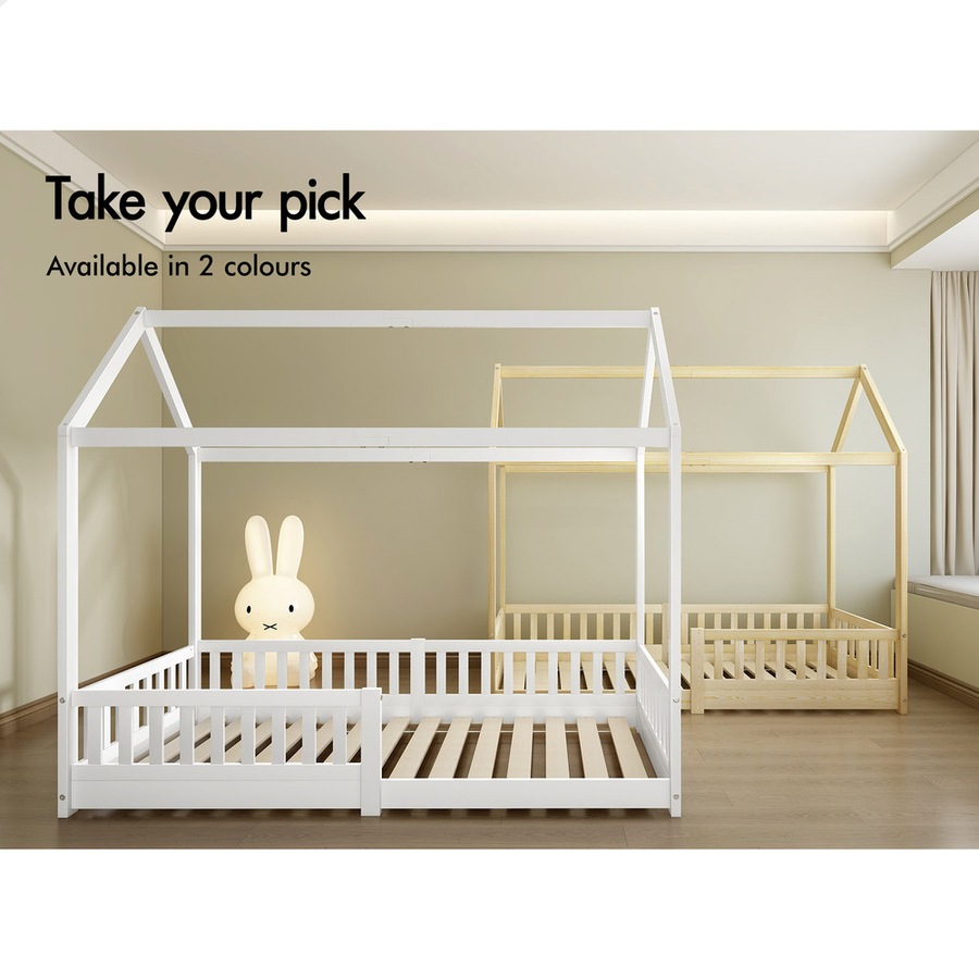 Buy ALFORDSON Kids Bed Frame Wooden Timber Single House Frame Platform ...