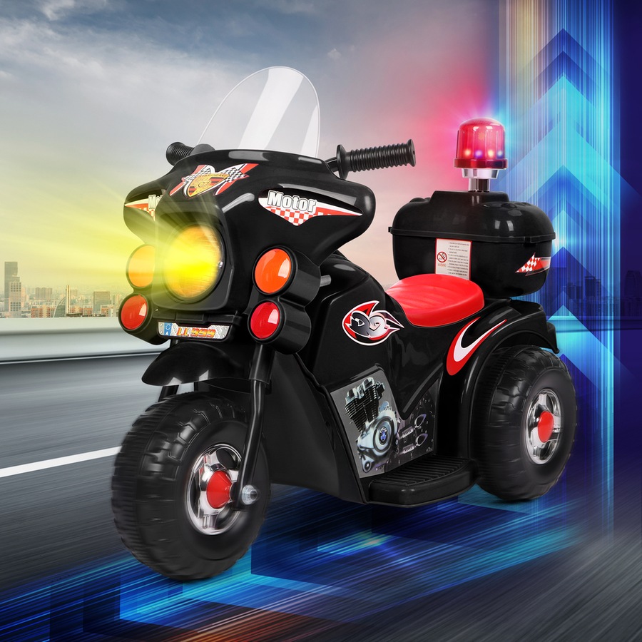 6V ALFORDSON Ride On Car Kids Electric Police Motorcycle Black