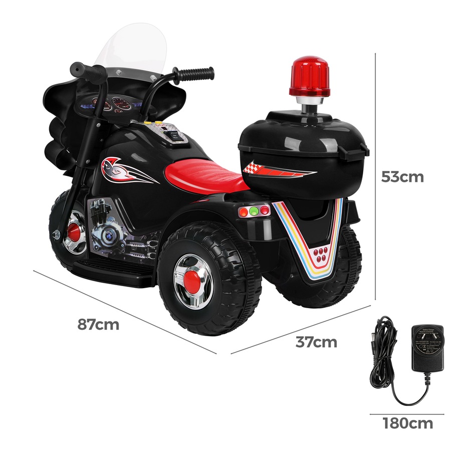 6V ALFORDSON Ride On Car Kids Electric Police Motorcycle Black