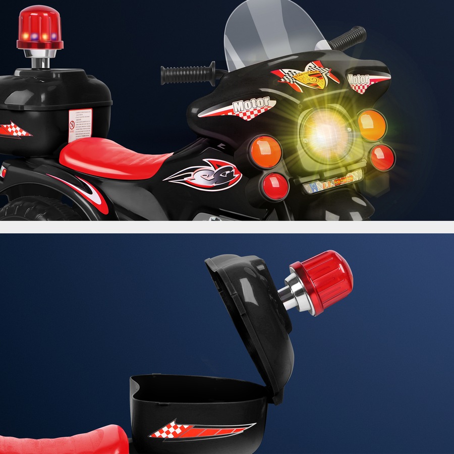 6V ALFORDSON Ride On Car Kids Electric Police Motorcycle Black