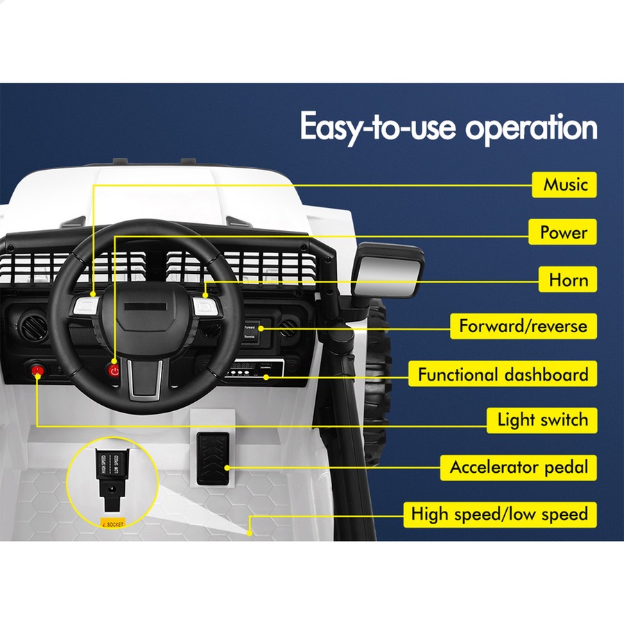 ALFORDSON Kids Ride On Car Toy Jeep White