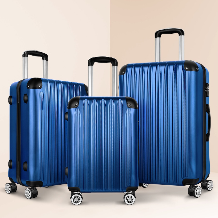 ALFORDSON ABS+PC Luggage Suitcase 3PC Set Carry on Trolley Travel TSA Blue