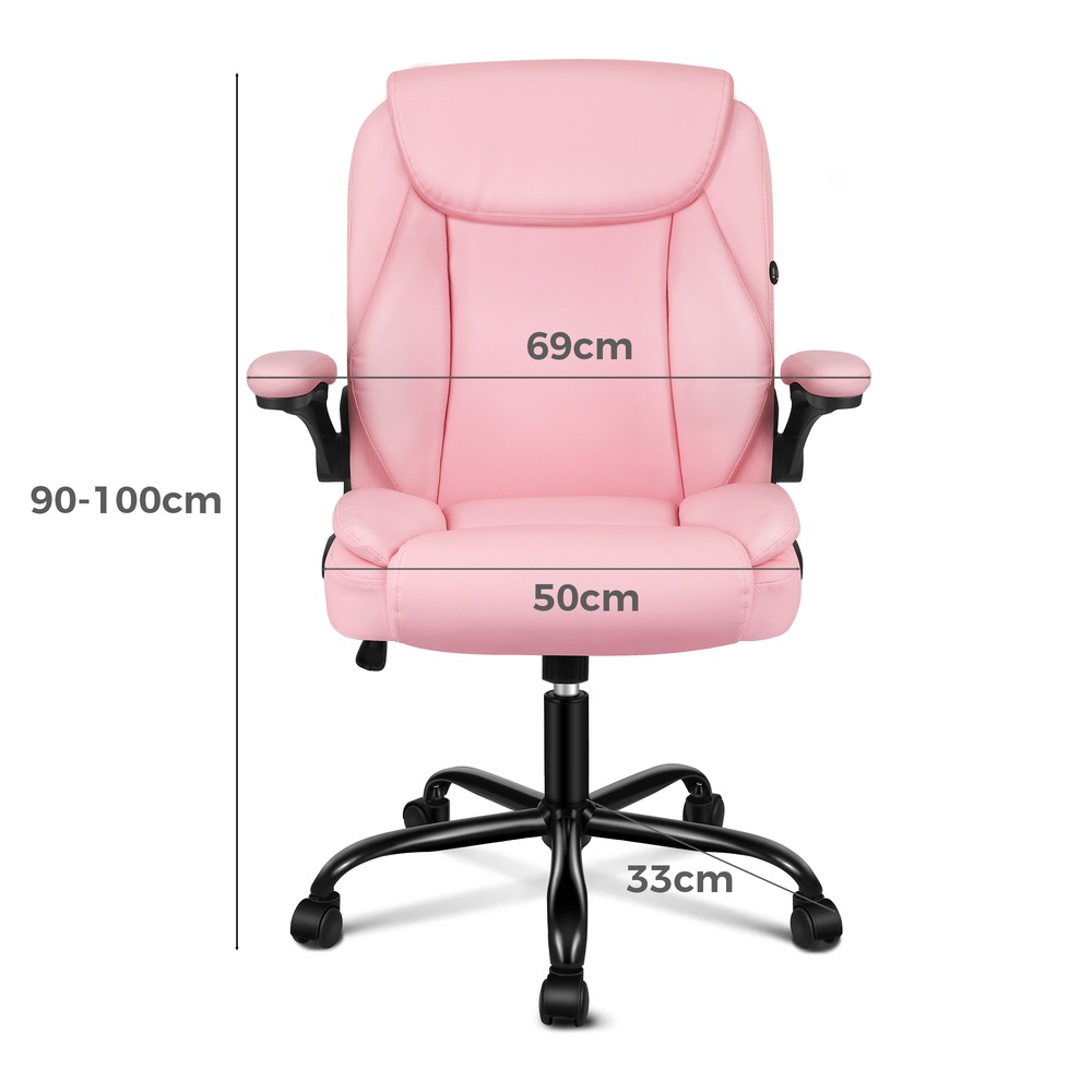 ALFORDSON Massage Office Chair with Flip-up Arms Pink