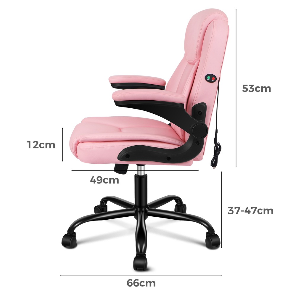 ALFORDSON Massage Office Chair with Flip-up Arms Pink