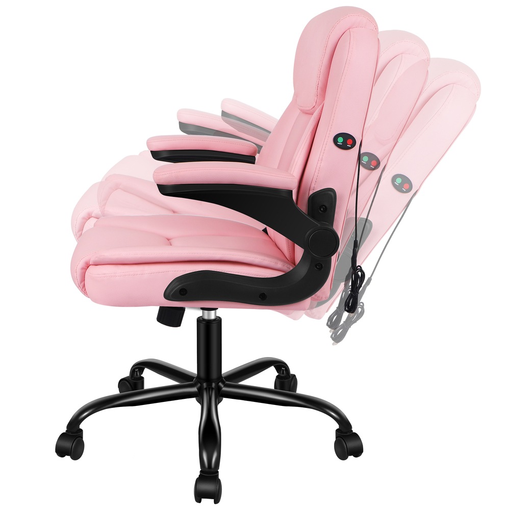 ALFORDSON Massage Office Chair with Flip-up Arms Pink