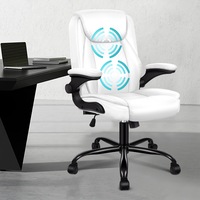 ALFORDSON Massage Office Chair with Flip-up Arms White