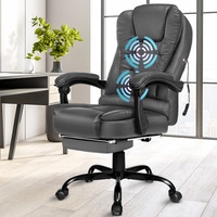 Alfordson Massage Office Chair FOOTREST Executive Gaming Racing Seat Grey PU