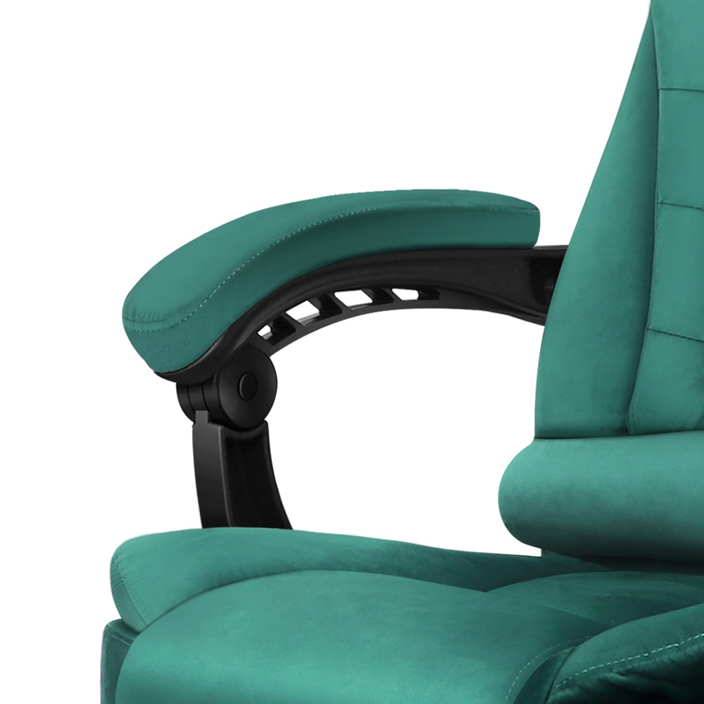 ALFORDSON Massage Office Chair with Footrest Velvet Green