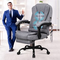 ALFORDSON Massage Office Chair Grey Fabric Footrest Executive Gaming Racing Seat