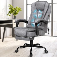 ALFORDSON Massage Office Chair Vintage Grey Leather Footrest Executive Race Seat 