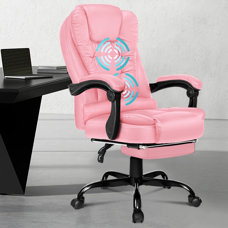 Buy ALFORDSON Massage Office Chair with Footrest Pink MyDeal