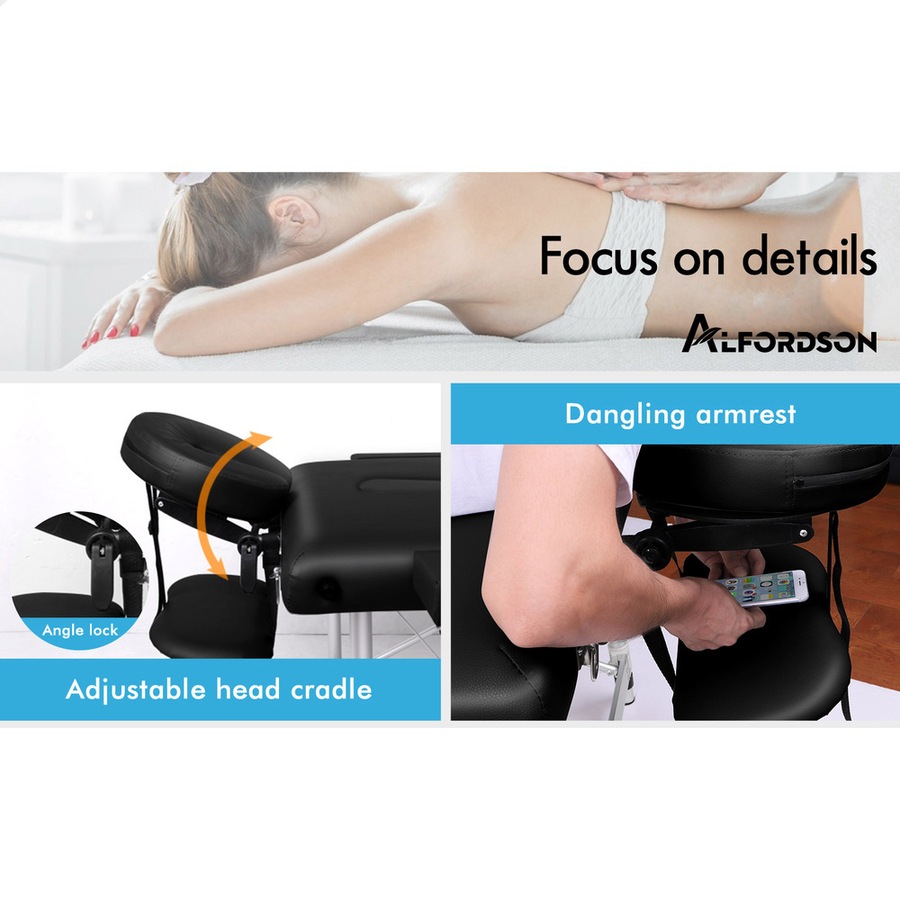 Alfordson Massage Table 3 Fold 75cm Foldable Portable Aluminium Lift Up Bed Desk