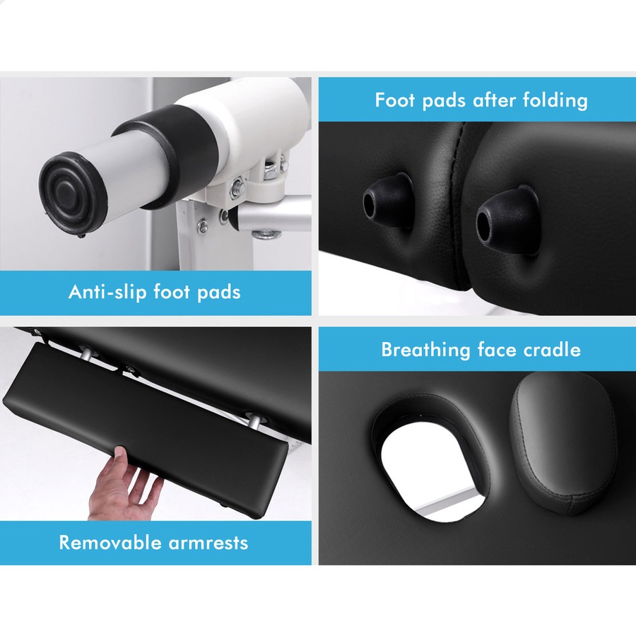 Alfordson Massage Table 3 Fold 75cm Foldable Portable Aluminium Lift Up Bed Desk